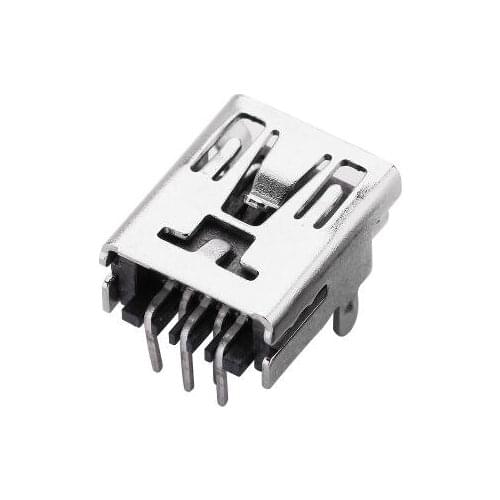 10pcs/lot Mini USB 5pin Female Socket Connector 2foot 90degree Pin for Tail Charging Mobile Phone