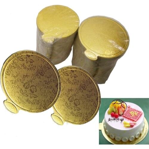 20pcs 9cm Round Mousse Cake Boards Gold Paper Cupcake Dessert Displays Tray Wedding Birthday Cake Pastry Decorative Tools Kit
