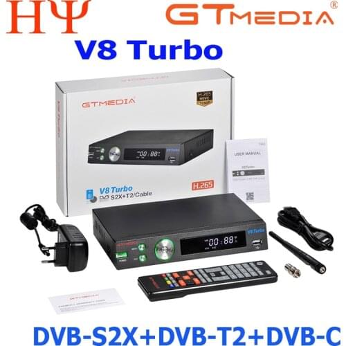 5PCS/LOT GTMedia V8 Turbo Gtmedia V8 pro2 H.265 Full HD DVB-S2+T2+DVB-C Satellite Receiver upgrade freesat v8 golden V8 NOVA