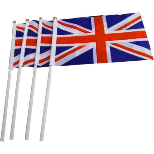 500pcs British Flag Union Jack 14x21cm Hand Waving Flags with Union Kingdom National UK Flags Cheerleader flag