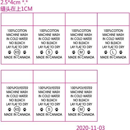 7000pcs , 2.5 * 4 cm Custom precut satin ribbon cloth labels clothing print care label