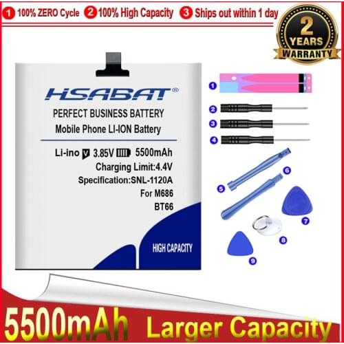 HSABAT 0 Cycle 5500mAh BT66 Battery for Meizu PRO 6 Plus PRO6 M686 M686G M686Q High Quality Batteries