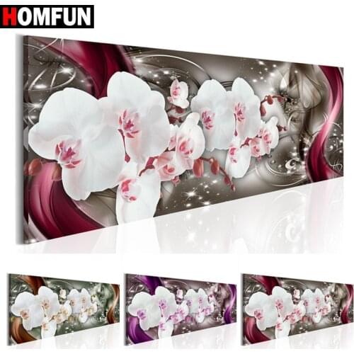HOMFUN Full Drill Diamond Painting "Orchid flower" DIY Picture Of Rhinestone 5D Diamond Embroidery Cross Stitch Decor