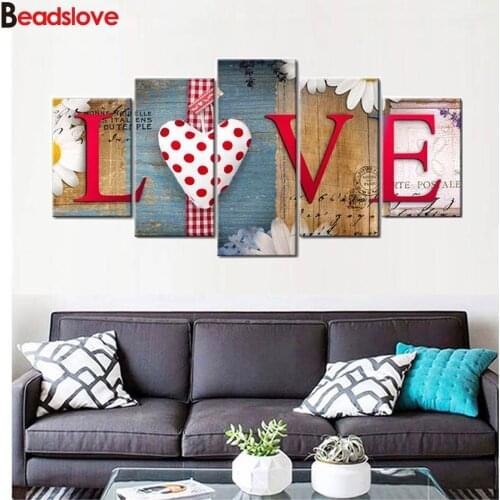 DIY Full drill Diamond Painting Wooden board pattern Embroidery letters home,love Mosaic Home Decor Multi-picture Combination 3