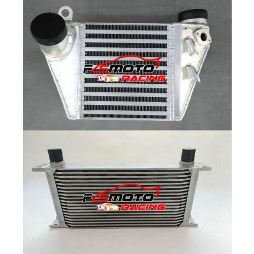 Alu Radiator Bolt-On Side-Mount Intercooler For VW JETTA/GOLF MK4 1.8T 1.9TDI ASZ Engine & 19Row AN10 Transmission Oil Cooler