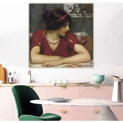 Citon John William Godward《The Letter(A Classical Maiden)》Canvas Art Oil Painting Artwork Picture Wall Decor Home Decoration