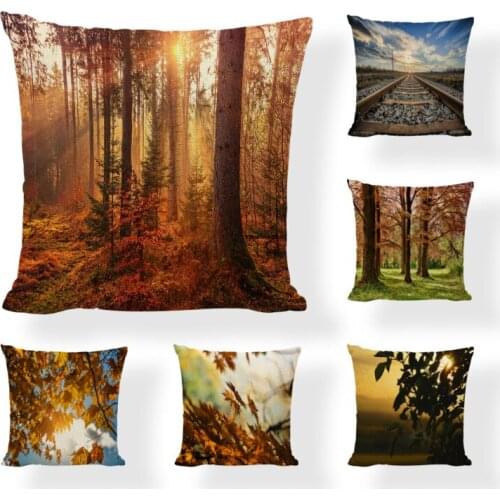 Hot Sale Linen Pillow Cover Ascend Telephoto Sunny Ground Cushion Cover Home Sofa Bed Bedroom Decorative Pillow Case 45x45 CM