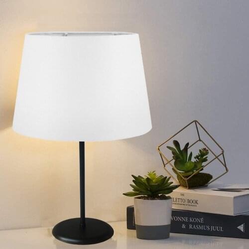 Decorative Modern Design Metal Housing Lampshade Table Lamp Cream Tapered Header Black Body