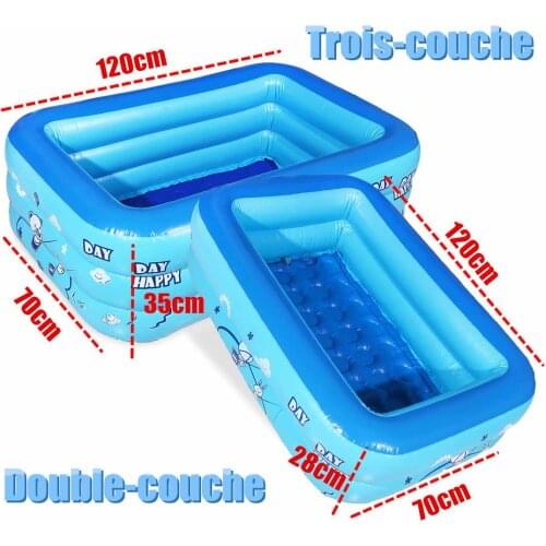 120cm Inflatable Square Swimming Pool PVC Safe Summer Baby Kid Bathing Tub Anti-slip Large Outdoor Indoor Playing Toy 3 Layers