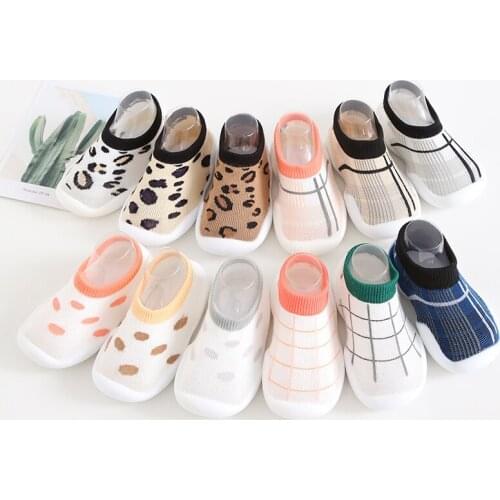 Unisex Baby Shoes Girls Socks Shoes Infant Boys First Walkers Anti-slip Toddler Kids Soft Rubber Sole Baby Shoe Knit Booties