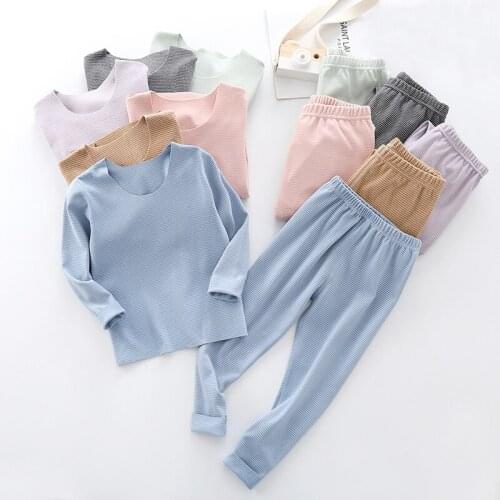 Children Thermal Underwear Set Boys and Girls Stripe Clothes Set Casual Baby Warm Suit Fashion, #9245