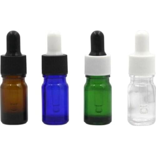 5ml 50pcs blue/clear/green/brown glass bottle for essential oil liquid serum complex recovery skin care cosmetic packing