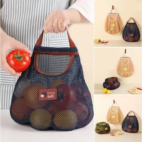HOT Wall-mounted Fruit Vegetable Hanging Bag Durable Multifunctional Kitchen Storage Mesh Bag for Fruits Potatoes Eggs