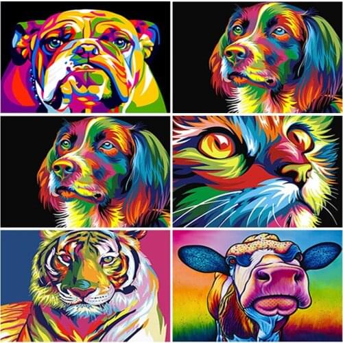 DIY 5D Painting Colorful Animal Cat Cross stitch Kit Mosaic Art Dog Picture of Rhinestones Diamond Embroidery Home Craft Decor
