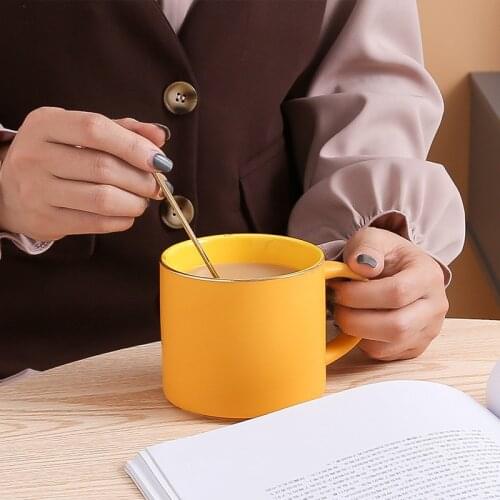 Coffee Mugs Brief Tea Cups with Cover Spoon Creative Coffeeware Drinkware