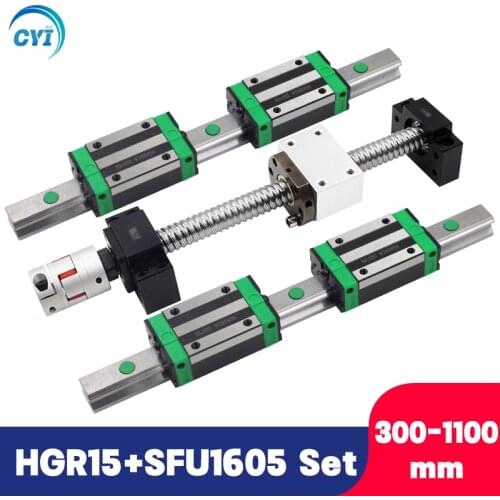 CNC router kit 20mm linear rails 2 pc HGR20 square guide+4 HGH20CA /HGW20CC carriages slides +1 set SFU1605/1610 ball screw kit