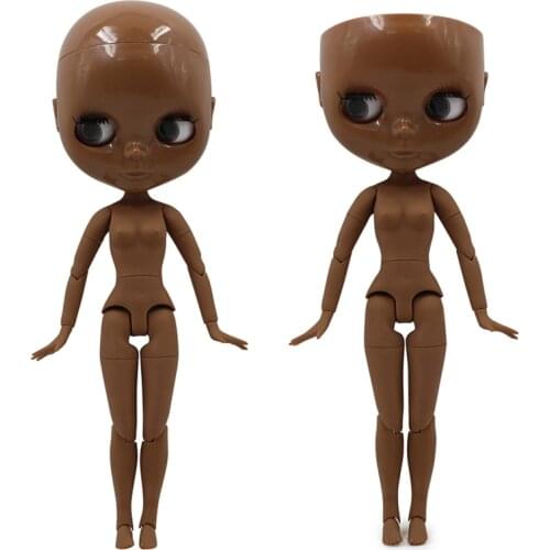 Factory blyth doll darkest skin super black skin tone joint body bald head doll, the scalp is loose