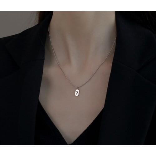 VSnow Minimalist Stainless Steel Lucky Number 7 Pendant Necklace for Women Girls Luxury Chain Hollow Fashion Necklace Jewelry