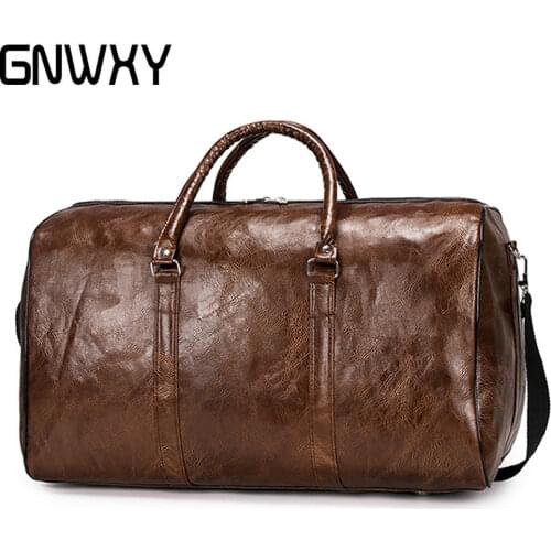 Men Fashion Leather Travel Bag Independent Large Fitness Storage Bags Luggage Shoulder Bag Short-distance Lightweight Duffel Bag