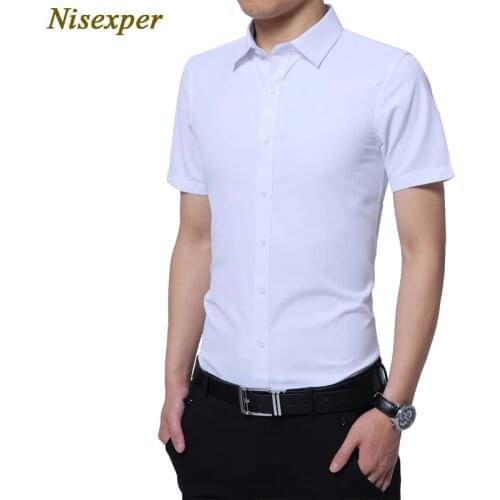 2018 New Men Fashion Man Casual Short Sleeve Slim Fit Good Quality Solid Male Social Mens Brand Clothing Plus Size 5XL