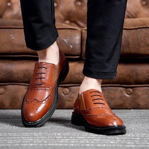 Men Office Shoes Classic Oxford Shoes For Men Fashion Italian Printed Shoes Brand Casual Leather Shoes Classic Platform Shoes