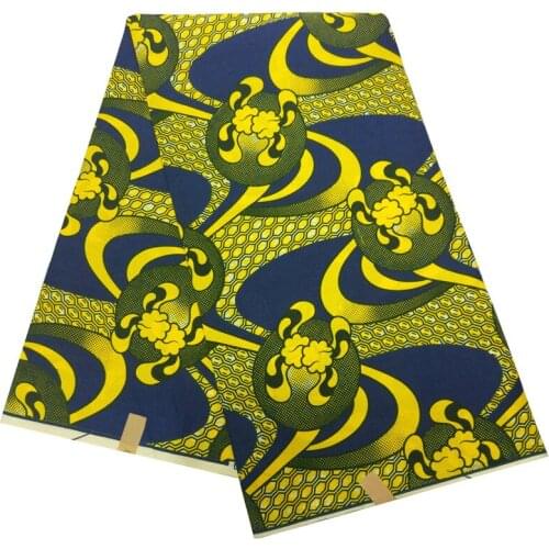 2019 New Wax African Real Veritable Wax Yellow Pattern Print High Quality Batik Fabric For Sewing 6 Yards\Lot