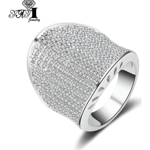 New YaYI Fine Jewelry Top Quality Princess Cut 300pcs+ Gemstone Moissanite Zirconia Silver Color Wedding Couples Copper Rings