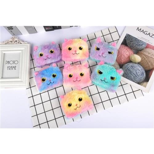One piece of multicolor plush kitten coin purse holder cute animal wallet cartoon cute coin key case money bag coin purse 2021
