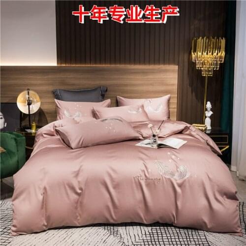 Luxury cotton hotel printing high-grade cotton silky down duvet cover family size American king size bedding set 4 pieces