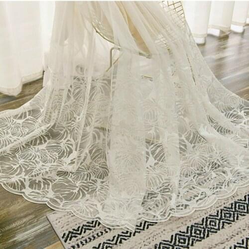 Simple White Embroidered Tulle Curtains for Bedroom Living Room Translucent All-match Balcony Window Screen Voile Drapes