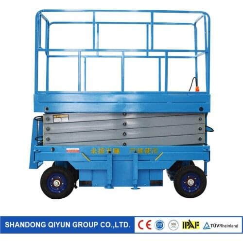 Qiyun CE ISO IPAF 7m AC 220v Hydraulic Mobile Scissor Lift with Heavy Load Capacity 500kg OEM ODM