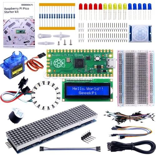 Raspberry Pi Pico Breadboard Kit LED Pack Resistor Half-Sized Breadboard Jumper Wire Pack Buzzer PIR Sensor