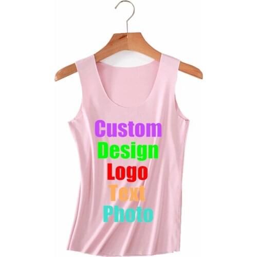 Custom Logo Photo Text Printed DIY shirts Tanks Top V Neck Sleeveless Sexy Slim High Elastic Night Club Female Tees Punk Shirts