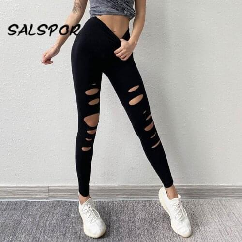 SALSPOR Hole Sport Leggings Women Seamless Fitness Gym Legging Running Femme Tights Pants Butt Leggins Push Up Workout Quick Dry