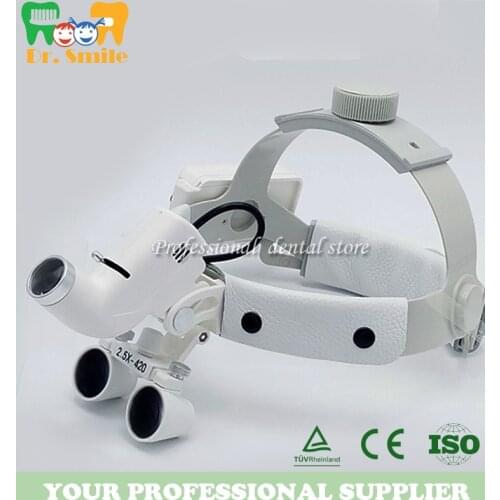 2.5 x Dental Loupes with Head Light Lamp Head wear surgical loupes with high intensity Headlight AC/DC With Loupes