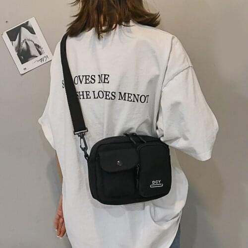 Fashion Simple Messenger Bag Canvas Sen Xi Shoulder Bag Women Letters Zipper Crossbody Bag Wild Student Handbag Casual Clutch