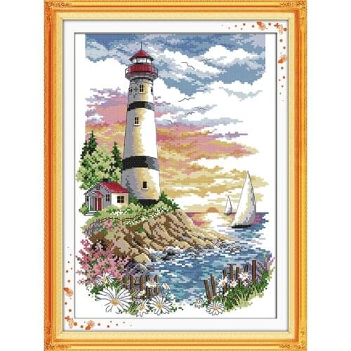 Everlasting Love Christmas Lighthouse (4) Ecological Cotton Cross Stitch Ktts Stamped 11 14CT Printed Decorations For Home Gift