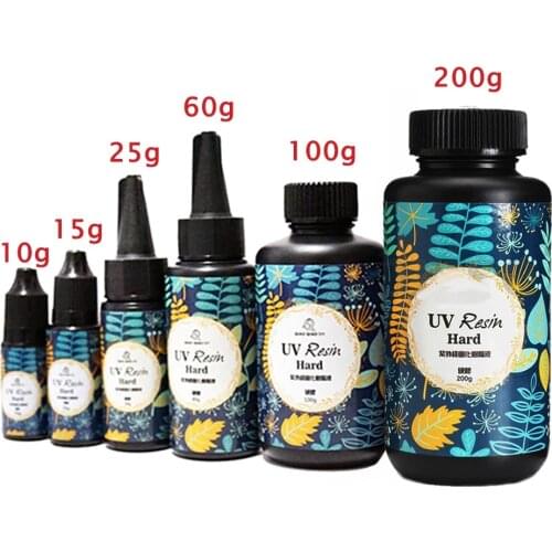 10/15/25/60/100/200g UV Ultraviolet Resin Gel Curing Quick-Drying Non-Toxic Transparent Sunlight Activated Hard