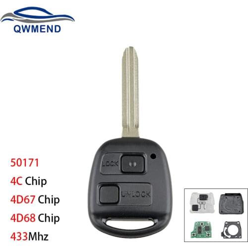 BHKEY 50171 2 Buttons Smart Car Key for Toyota Avensis Kluger RAV4 Prado Tarago Car Remote Key 433Mhz 4D67 Chip