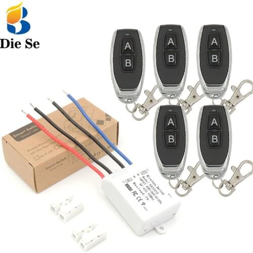 DieSe Universal Wireless Remote Control 433Mhz AC 85~265V 7A 1CH Relay Receiver Module and Fobs For LED and Light Lamp Control