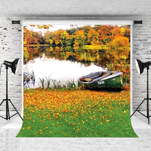 VinylBDS 10x10ft Autumn Backgrounds For Photo Studio Sailing Reed Lake Photography Backdrops Washable Camera Fotografica