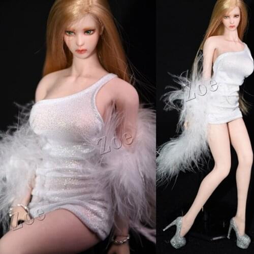 In stock 1/6 woman doll clothing accessories tight skirt feather shawl 12 inch woman doll available