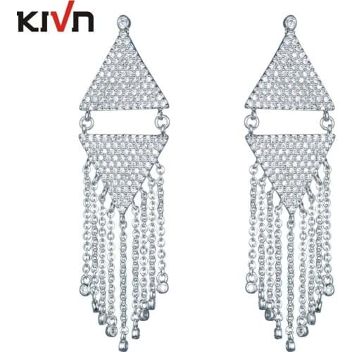 Womens Fashion Jewelry Long Dangle CZ Cubic Zirconia Bridal Wedding Earrings for Girls Birthday Christmas Mothers Day Gifts