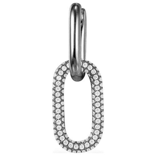 SLJELY Fashion Dark Grey 925 Sterling Silver Small Mono White Chain Link Earring Pave Zirconia 1pc for Women Fine Brand Jewelry