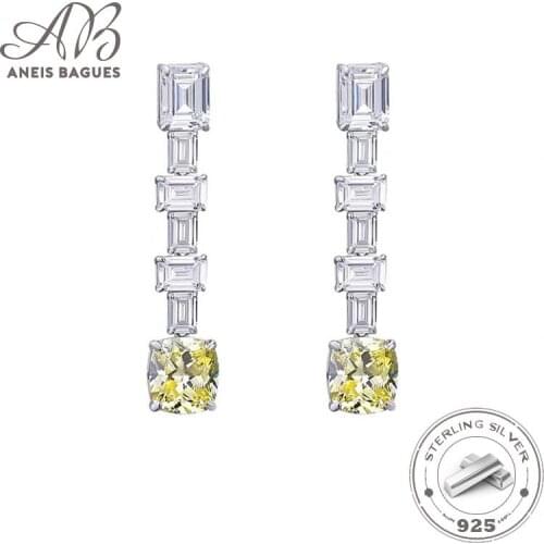 Aneis Bagues Trendy Luxury Famous Design Sparkling Yellow Crystal 7 * 9mm Women Dangle Earrings For Wedding Tassel Earrings
