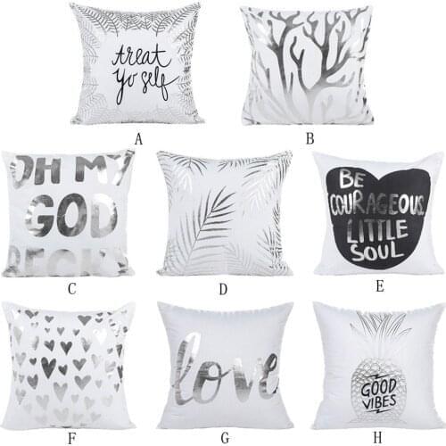 1PC Pillow Case Silver Foil Printing Pillow Case Sofa Waist Throw Cushion Cover Cafe Living Room Home Decor Square Pillowcase