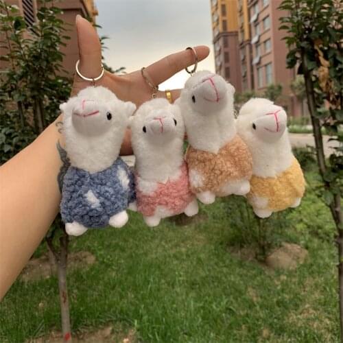 1Pcs Color Random Colorful Rainbow Alpaca Plush Key Chain Small Pendant Hanging Ornaments Christmas Birthday Gifts