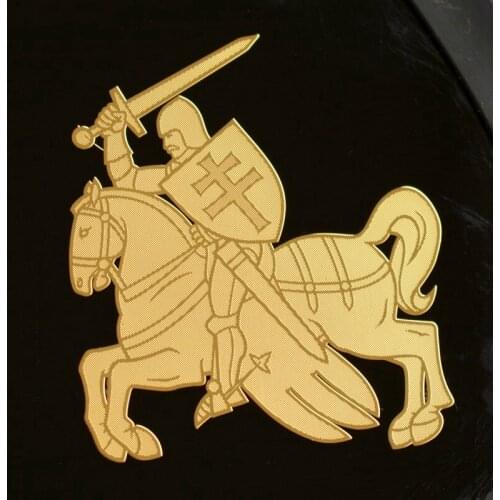 15CM*15CM The Coat of Arms of Lithuania and Belarus Car Sticker Horse Knight Metal Golden Car Decal Cell Car Accessories