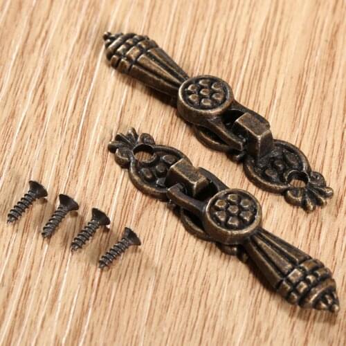 2Pcs Iron Antique Bronze Wardrobe Dresser Drawer Kitchen Cupboard Cabinet Pull Handle Knob Jewelry Box Knobs Furniture Hardware
