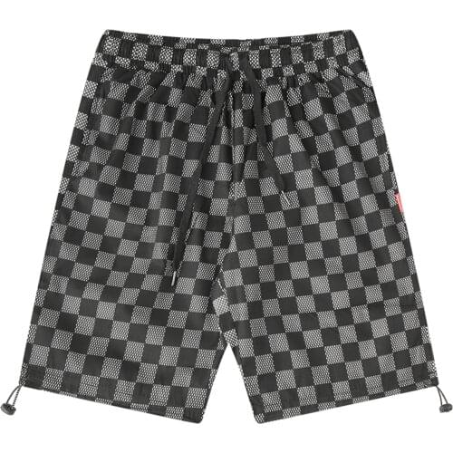 2021 Summer Casual Short Mens Checkerboard Shorts Streetwear Joggers Pockets Baggy Pants Oversized Hip Hop Cargo Shorts